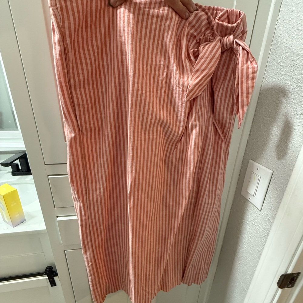 Universal Thread Coral Striped Midi Skirt